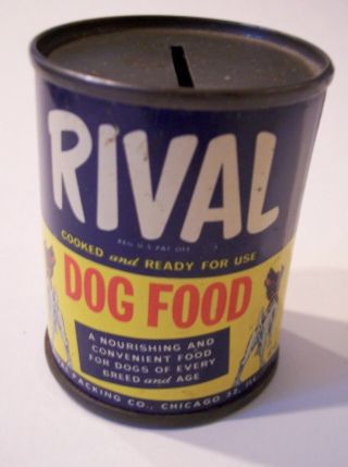 Vintage Rival Dog Food Can Bank