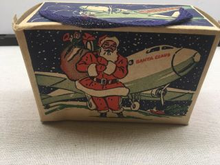 Rare Vintage Antique Christmas Candy Box with Santa and Plane 3