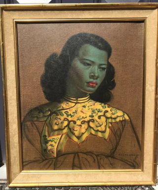 Vintage Framed Vladimir Tretchikoff Chinese Girl Painting Authentic Kitsch ‘50’s