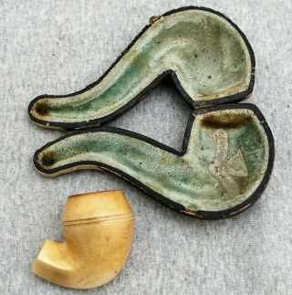 Vintage Wdg Meerschaum Smoking Pipe In Vintage Leather Case / Repair