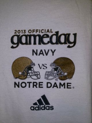 NCAA Notre Dame VS Navy Football Adidas Game Day 2013 T Shirt Men ' s Small 2