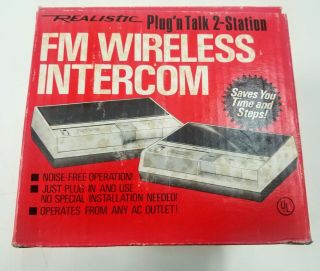 Vintage Realistic Plug N Talk 2 Station Fm Wireless Intercom 43 - 212a