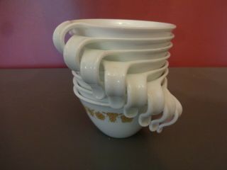 Vintage Set Of 8 Corelle Butterfly Gold Hook Handle Coffee/tea Cups/mugs 70 