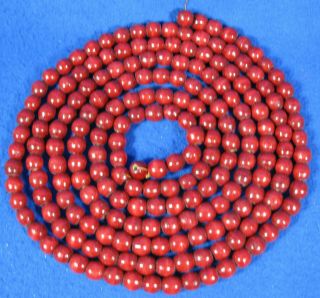 Vintage Cranberry Red Wood Bead Christmas Garland 1 Strand 9 Feet