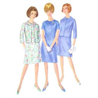 1960s Vintage Simplicity Sewing Pattern 6978 Misses A - Line Dress Jacket 18/38