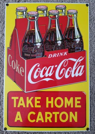 Vintage 1993 The Coca Cola Company Metal Take Home A Carton 15 " X 10 "