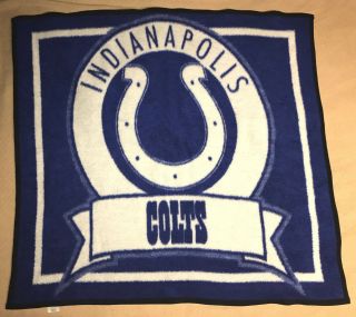 Vtg Biederlack Blanket Indianapolis Colts Nfl Football Throw Soft Usa Made 49x55