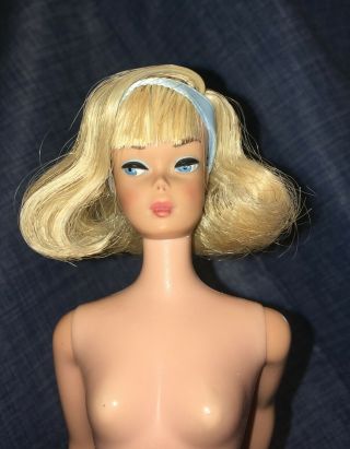 Lovely Ooak Reroot Side Part American Girl Barbie W/straight Leg Body