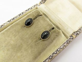 Vintage 9k 9ct 375 Gold & Black Onyx Stud Earrings