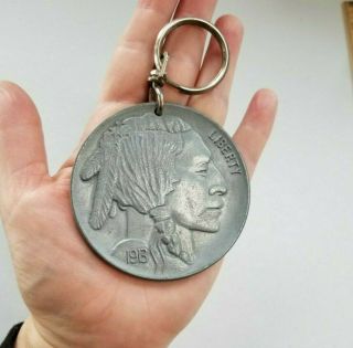 Vintage Buffalo Indian Head Nickle Key Chain Made In England