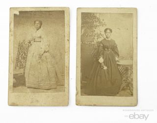 19th C.  Antique African American Woman Civil War Era Cdv Carte De Visite Photos