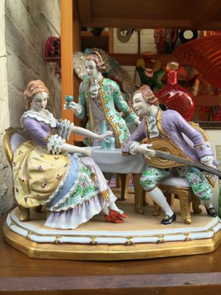 Large Vintage Sitzendorf Porcelain Figurine Group Antique