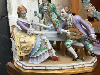 LARGE vintage SITZENDORF porcelain figurine Group antique 3