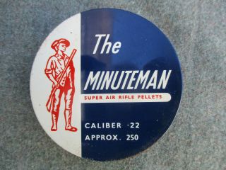Old Vintage The Minuteman Air Rifle.  22 Caliber Pellets Tin Can Empty