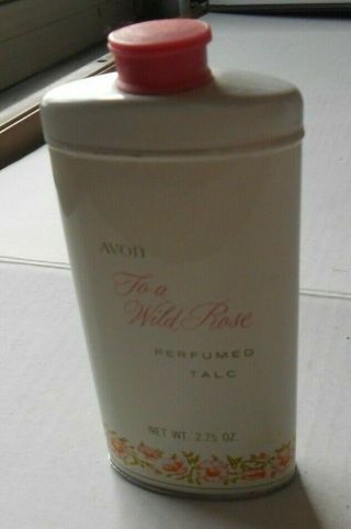 Vintage Avon To A Wild Rose Perfumed Talc Tin Can 2.  75 Oz 3/4 Full