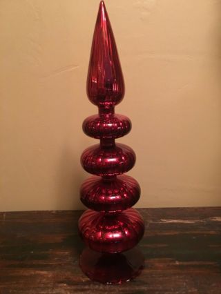 Vtg Red Finial Mercury Glass Christmas Tree Topper 13”
