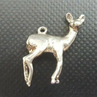 Vintage Sterling Silver Charm Deer Doe Bambi Uk English England Pendant British