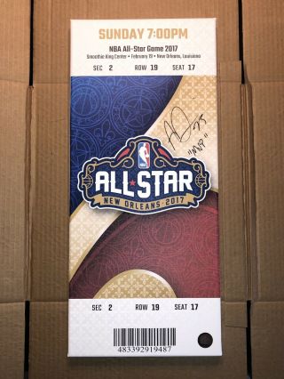 Anthony Davis Autographed Orleans Pelicans 2017 All - Star Game Mega Ticke
