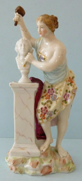 Antique German Volkstedt Porcelain Figurine Ornament Neoclassical Sculptor Bust