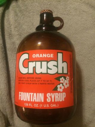 Vintage Orange Crush One Gallon Fountain Syrup Bottle Paper Label With Flowers