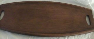 Vintage Danish Teak Wood Tray,  21 X 8 1/2 Handles Opening Cut In Wood