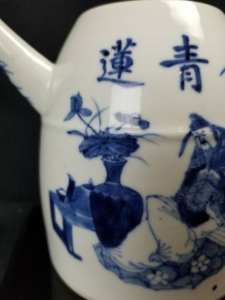 Antique Chinese Blue And White Porcelain Teapot Pot 3
