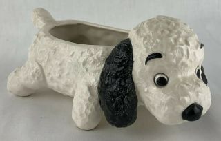 Vintage Art Pottery Dog Planter Black White 4 " Snoopy Lookalike Ardalt Japan