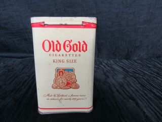 Vtg Old Gold King Size Cigarette Tin W/ Some Orig.  Tobacco