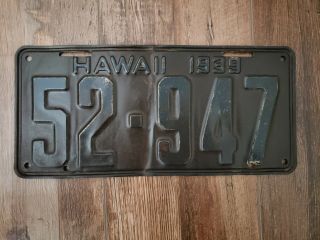 1939 Antique Hawaii License Plate