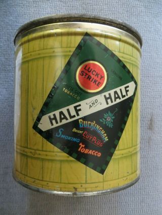 Vintage Lucky Strike Half & Half Round Tobacco Tin