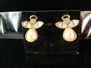 Vintage Avon Christmas Angel Earrings Clip - On Style Old Stock No Box