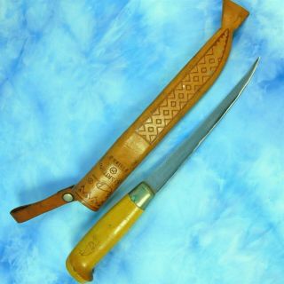 Vintage J Marttiini Finland Rapala Fishing Filet Knife Leather Sheath 6 " Blade