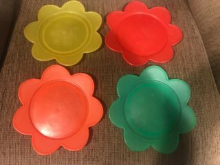 Vintage Ikea Dinnerware Kids Dishes 4 Plates,  Orange,  Green,  Red,  Yellow