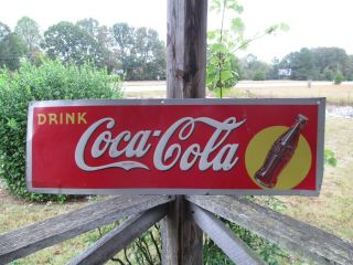 Coca - Cola Robertson Dualife Rectangle Metal Sign 1939 Antique Rare
