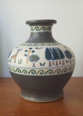 Vintage Asian Pottery Vase - Marked To Base - Chinese ?