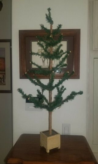 Antique German Christmas Feather Tree 38 " Tall