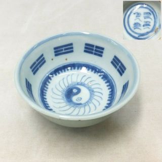 E006: Chinese Cup Of Old Plue Porcelain With Appropriate Tone And Signature