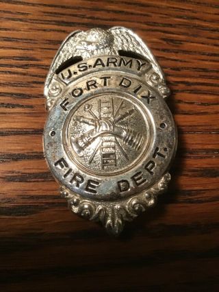 Vintage Us Army Fort Dix Jersey Fire Dept.  Metal Badge Obsolete