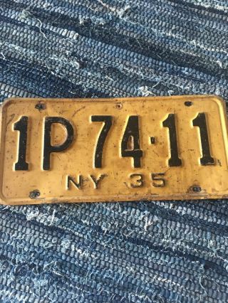 1935 York Ny License Plate Tag Rustic Antique 1p 74 11