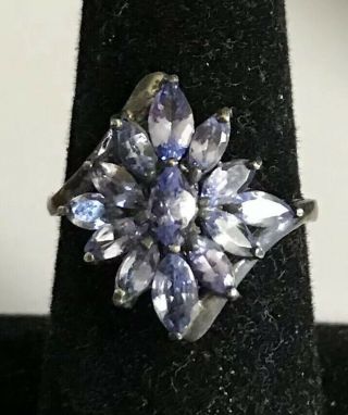 Vtg Stauer Sterling Silver 925 Designer Ring Tanzanite Light Blue Gemstone