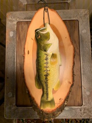 Awesome John Pususta Largemouth Bass Carving Fish Decoy Mount On Wood