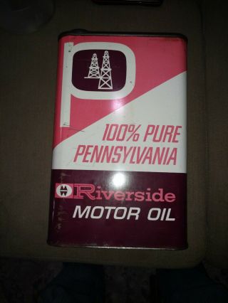 Vintage 100 Pure Pennsylvania Riverside 2 1/2 Gallon Motor Oil Can