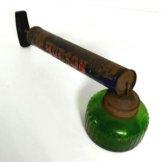 Vintage Metal Hudson Bug Sprayer Green Glass Jar Rust Farm Barn Garden Decor Usa