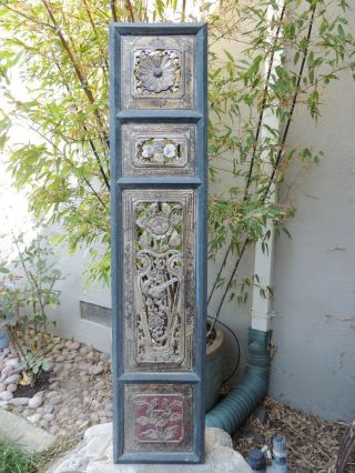 965.  Antique Carved Gold Gilt Wood Panel W/ Flower/ Vase And Bird
