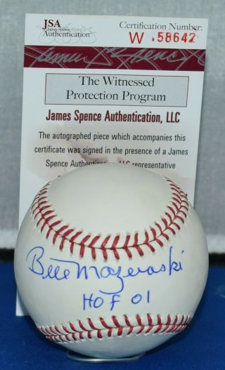 Bill Mazeroski Autographed Major League Baseball Pittsburgh Pirates Hof 01 Jsa