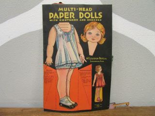 1933 Multi - Head Paper Dolls With Costumes & Dresses Mcloughlin Bros 542