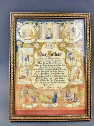Vintage 1925 Framed Print Ten Commandments And Lord’s Prayer