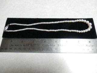 Vintage Graduated Cultured Pearl Strand Necklace,  White,  14k White Gold Claps,  1