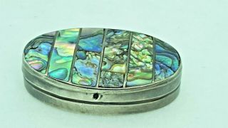 Vintage Sterling Silver Oval Trinket Box with Inlaid Abalone 2