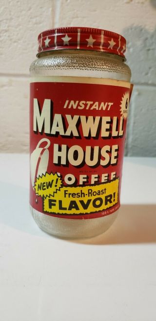 Vtg 6oz Maxwell House Instant Coffee Paper Label Jar Hoboken Jersey